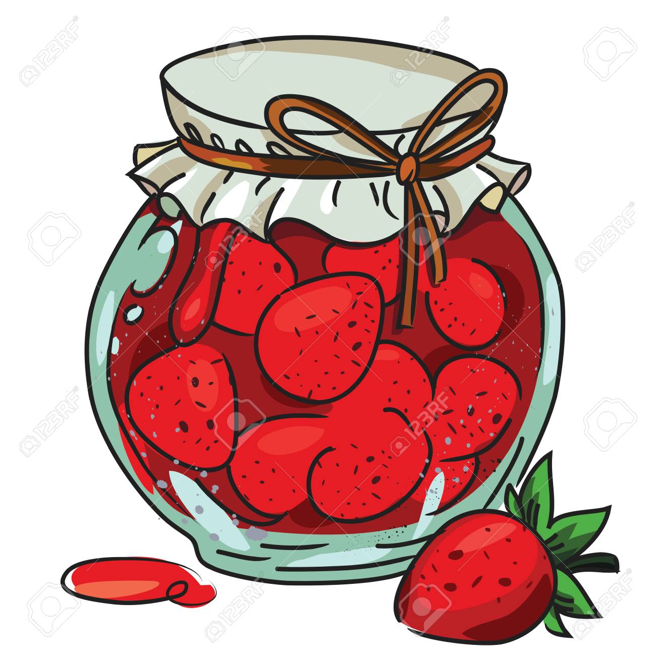 Image De Dessin Anime De Pot De Confiture De Fraises Une Image