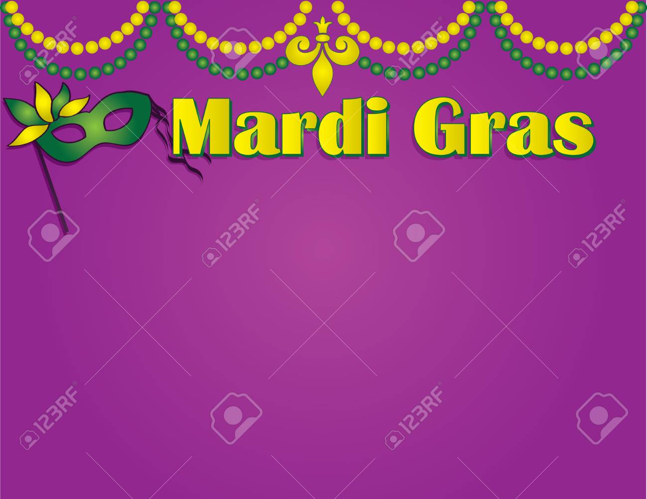 colorful mardi gras poster template with beads and mask royalty free