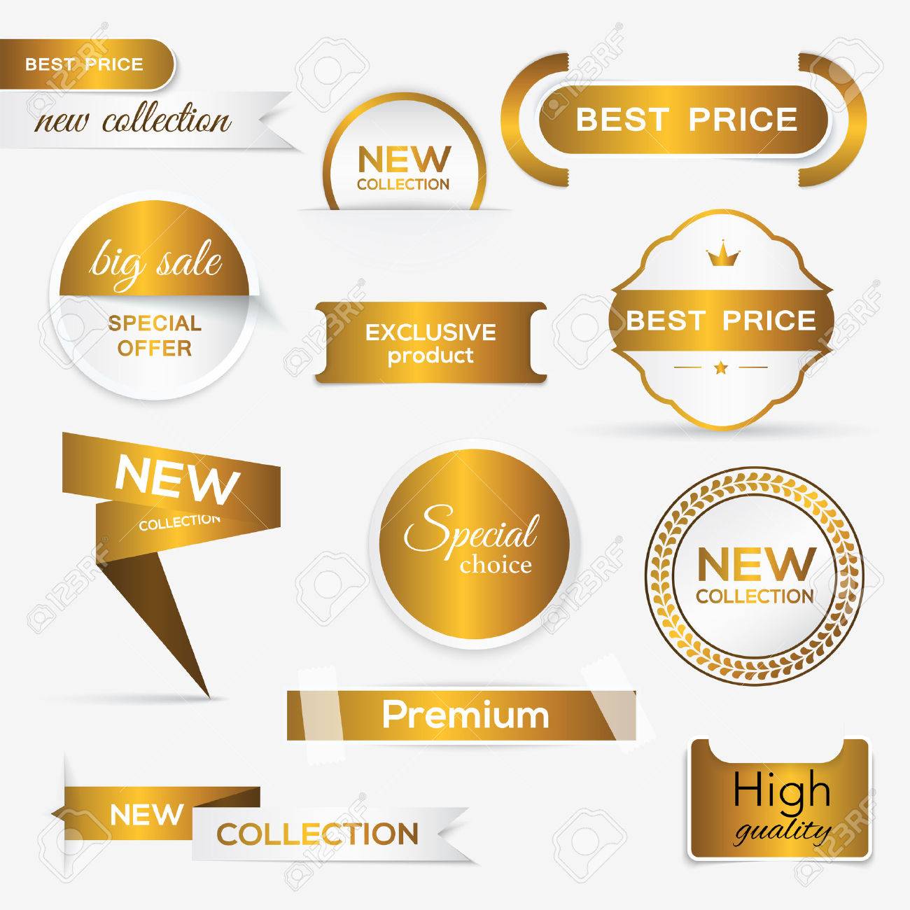 Collection of golden premium promo seals/stickers. isolated vector illustration - 41369025 Collection of golden premium promo seals/stickers. isolated vector illustration - 41369025