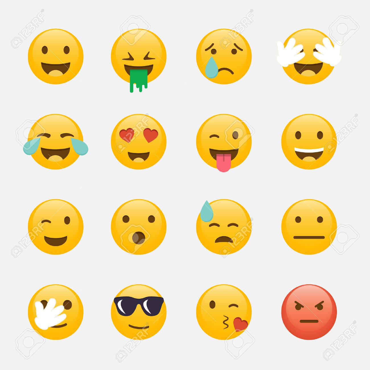 Ensemble De Emoticones Emoji Design Plat Design Avatar Clip Art Libres De Droits Vecteurs Et Illustration Image