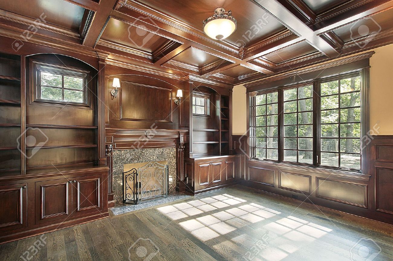 New Construction Building A Fireplace - Library In Luxury New Construction Home With Fireplace Stock Photo Picture And Royalty Free Image Image 6733030