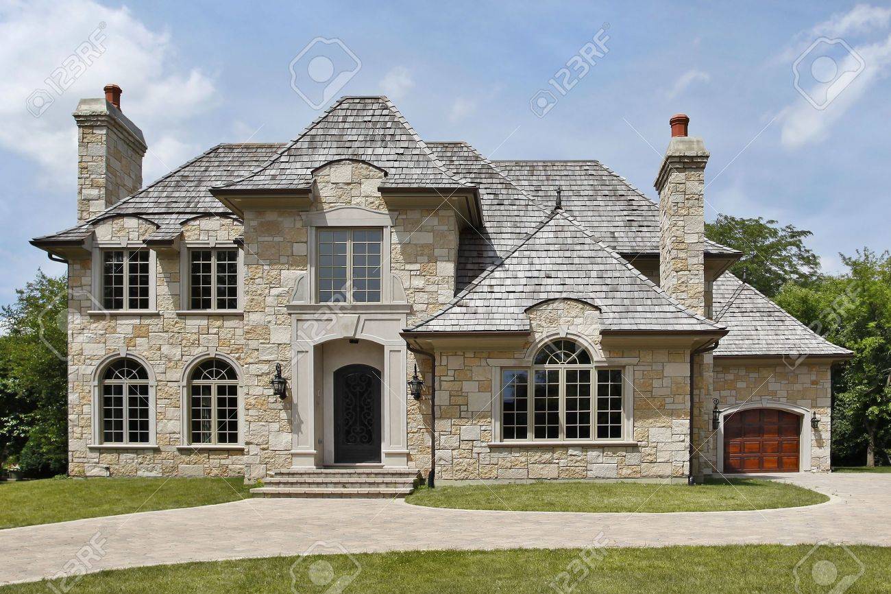 Luxury Stone Home With Arched Entry Way Stock Photo Picture And Royalty Free Image Image