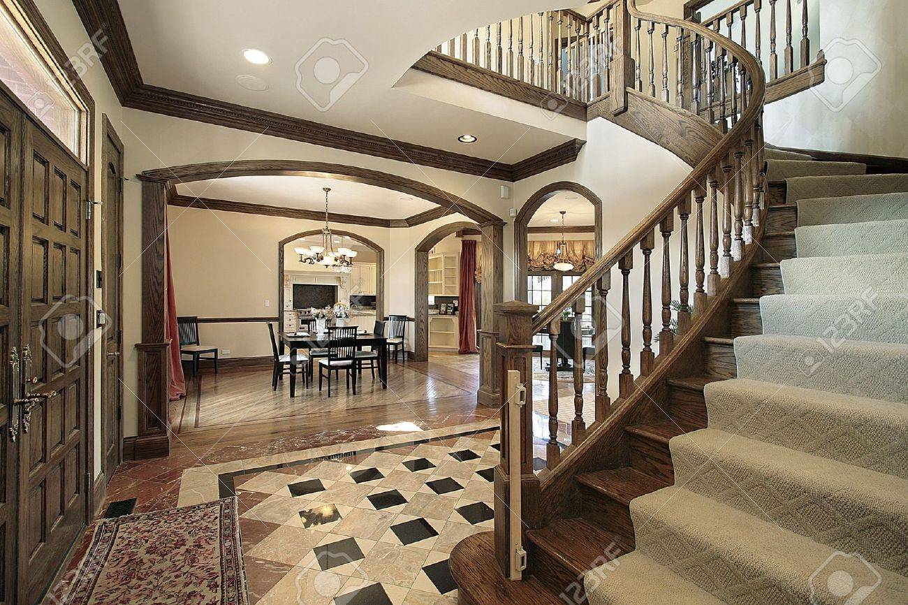 Foyer In Luxury Home With Floor Design Stock Photo Picture And