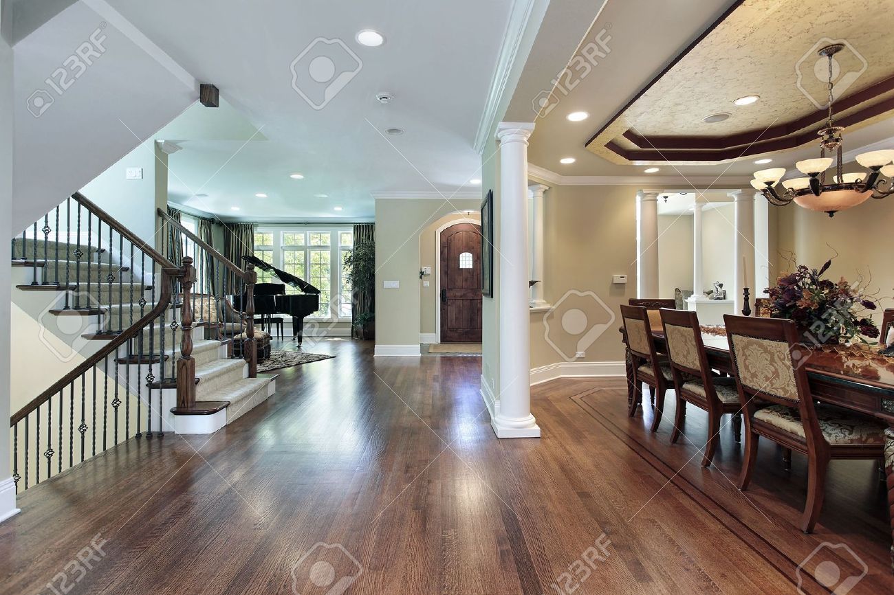 Foyer In Luxury Home With Dining Room View Stock Photo, Picture and Royalty  Free Image. Image 6739199., image size:1300x866