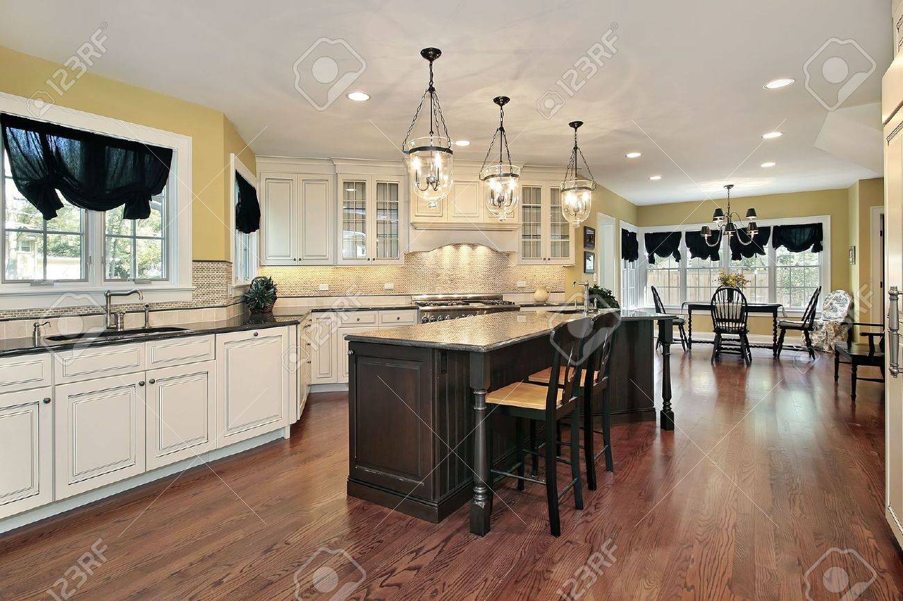 Large Kitchen With Island And Eating Area Stock Photo Picture And Royalty Free Image Image 6739640