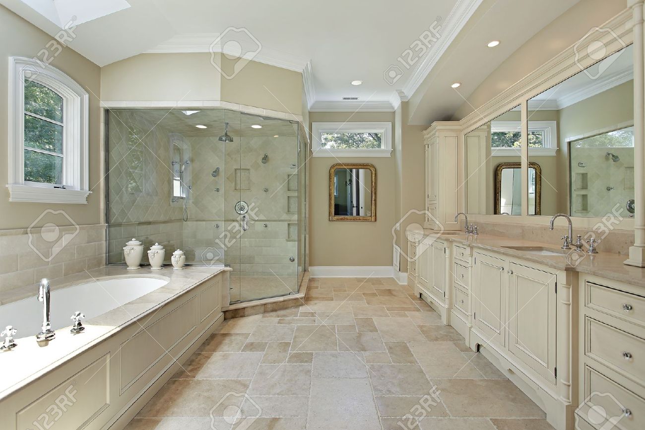 Master Bath In Luxury Home With Large Glass Shower Stock Photo, Picture and  Royalty Free Image. Image 8792932., image size:1300x866