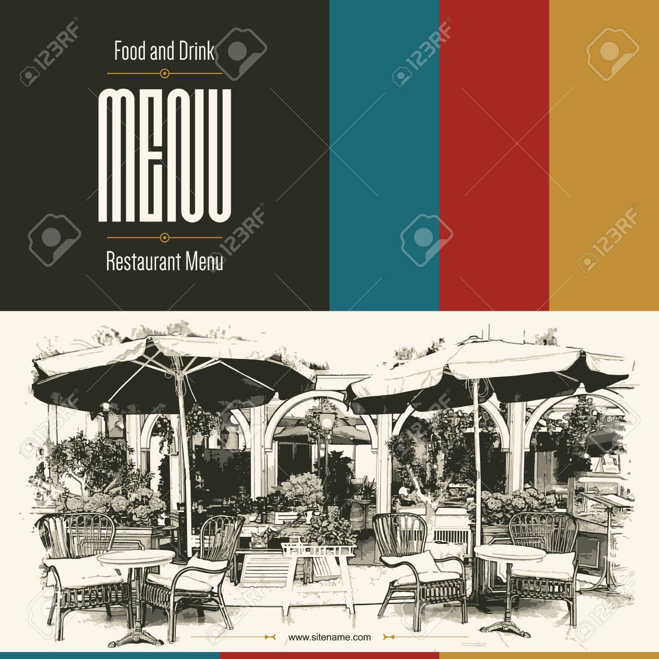 Retro restaurant menu design. With a sketch pictures - 43961264 Retro restaurant menu design. With a sketch pictures - 43961264