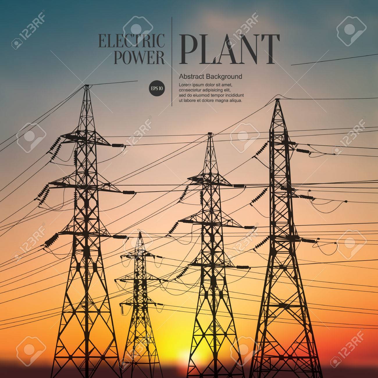 Abstract sketch stylized background. Electric power plant - 54504836 Abstract sketch stylized background. Electric power plant - 54504836