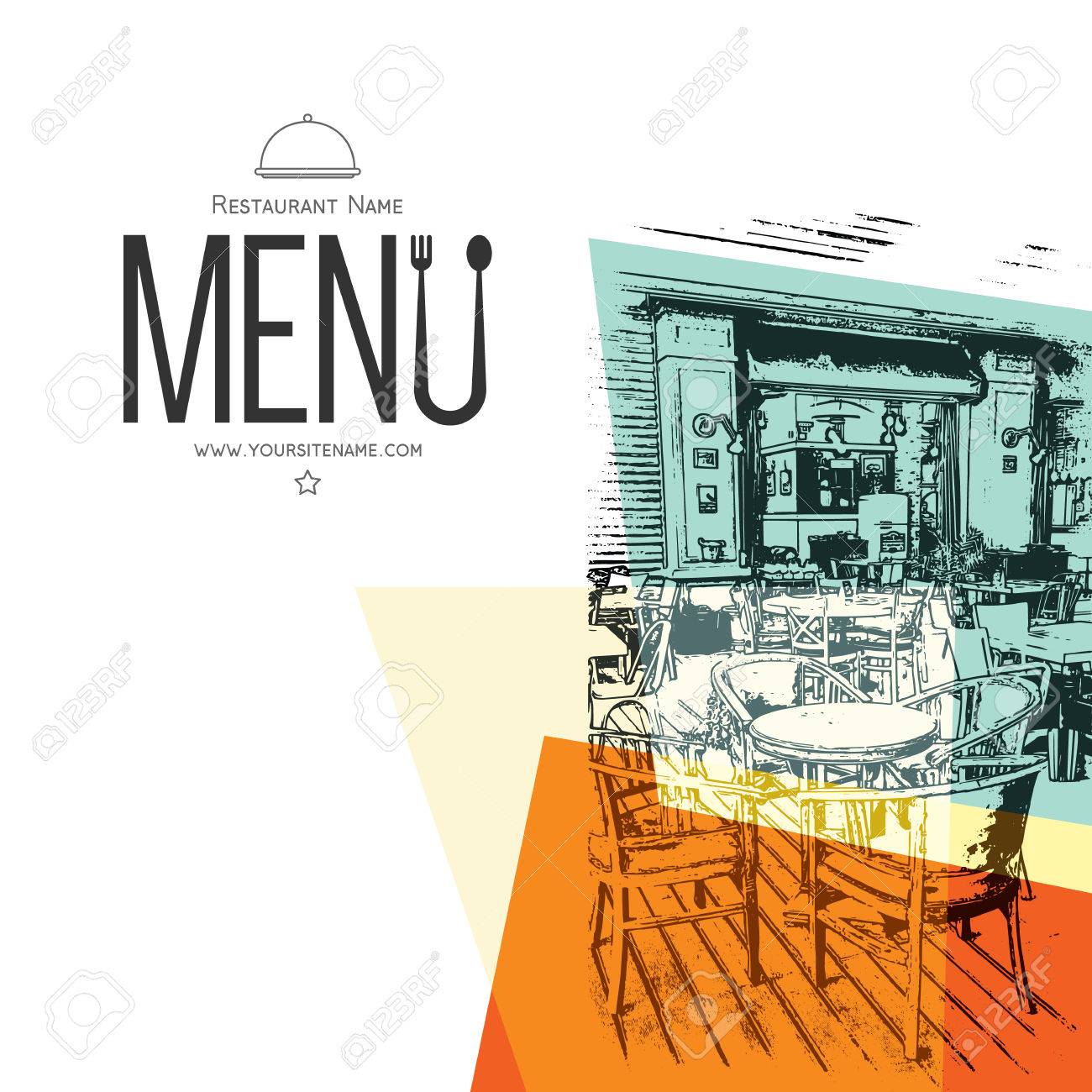 Retro restaurant menu design. With a sketch pictures - 54504882 Retro restaurant menu design. With a sketch pictures - 54504882
