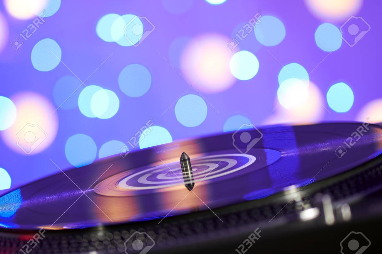 Blurred Turntable Vinyl Record Player Sound Technology For Dj