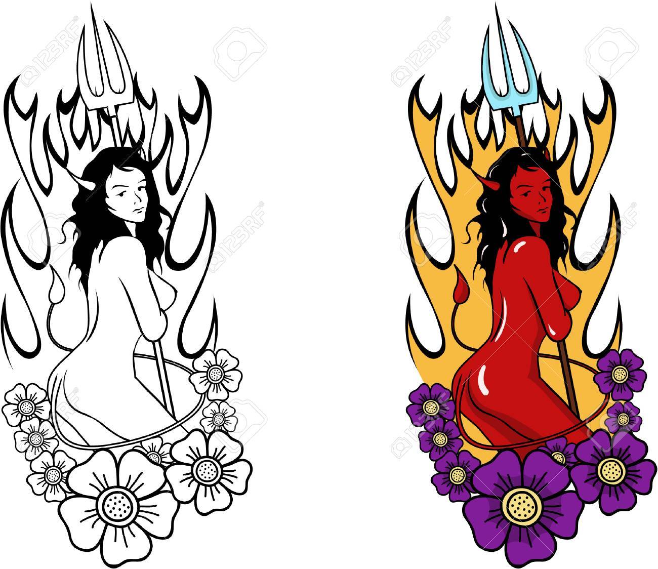 A Sexy Devil Girl On White Background. Royalty Free SVG, Cliparts, Vectors,  and Stock Illustration. Image 88039950., image size:1300x1124