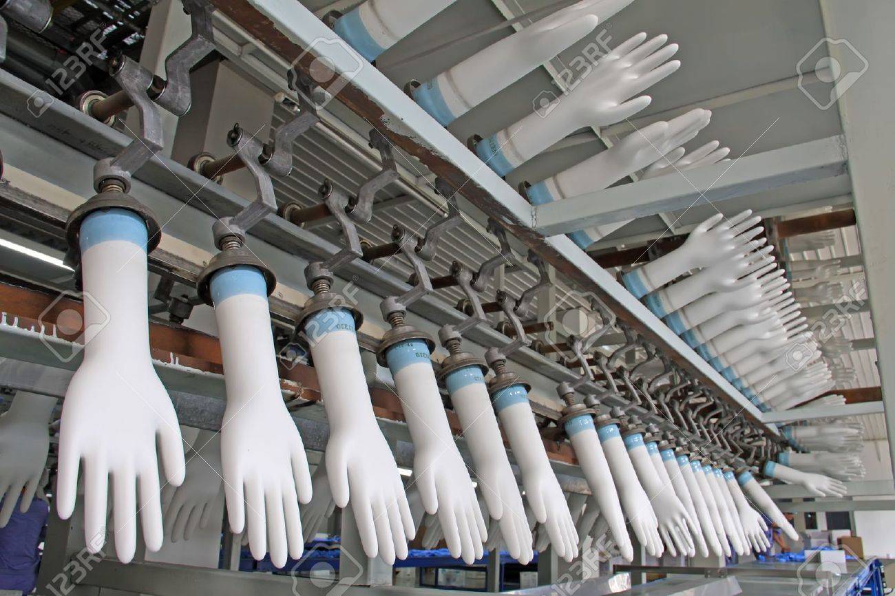 closeup of acrylonitrile butadiene gloves production line in a factory, north china - 20976287 closeup of acrylonitrile butadiene gloves production line in a factory, north china - 20976287