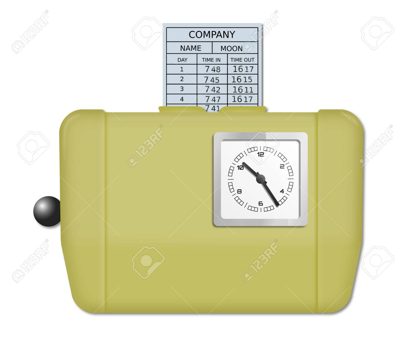 inserted paper card into time recording machine time recording