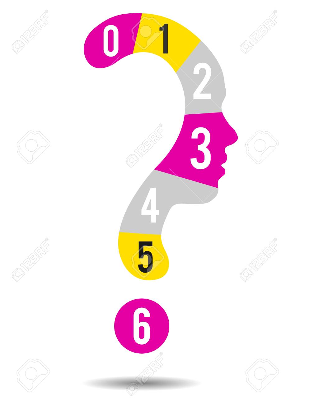 Colorful Question Mark Symbol Silhouette Of A Girl And Numbersのイラスト素材 ベクタ Image