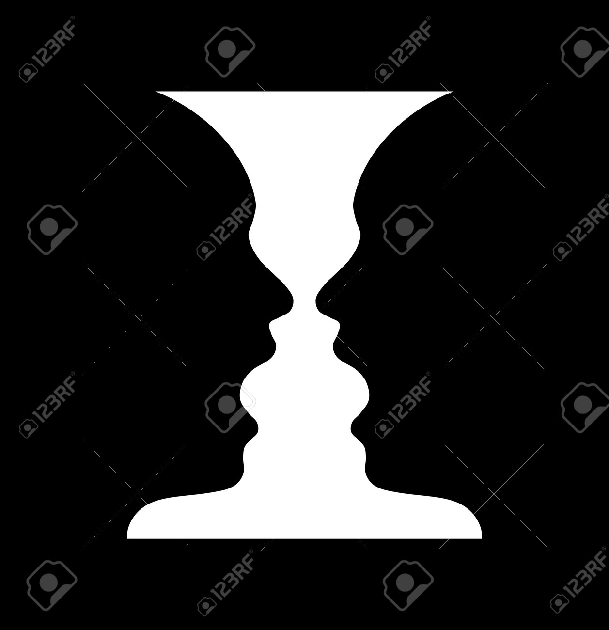 ルビンの壺、目の錯覚、頭の女の子とシュリークのイラスト素材