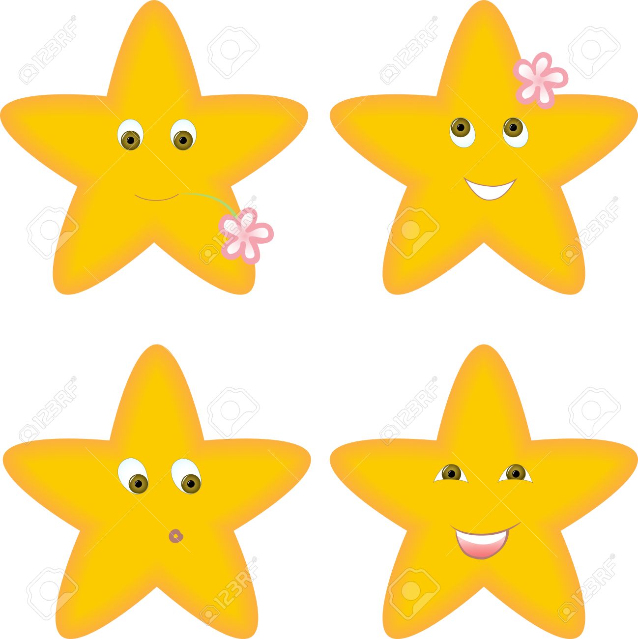 Download Set Of Four Yellow Stars With Different Facial Expressions Royalty Free Cliparts Vectors And Stock Illustration Image 8809790 PSD Mockup Templates