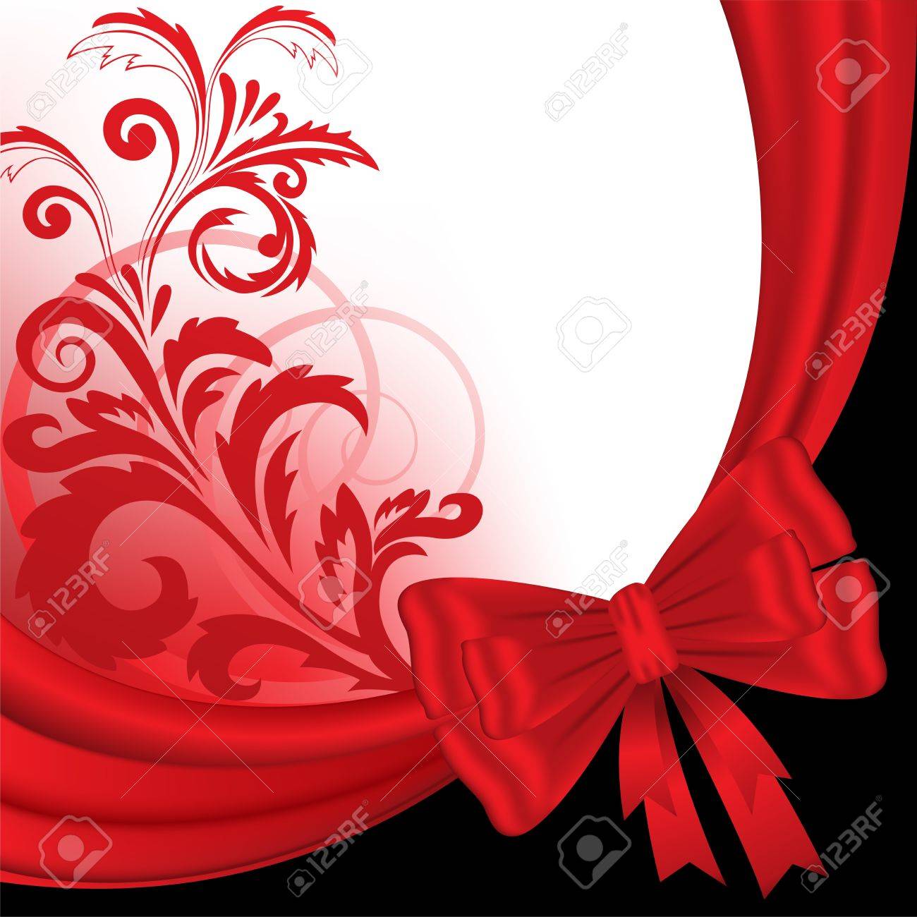 abstract black and red background with a silk ribbon and floral ornaments - 13231986 abstract black and red background with a silk ribbon and floral ornaments - 13231986