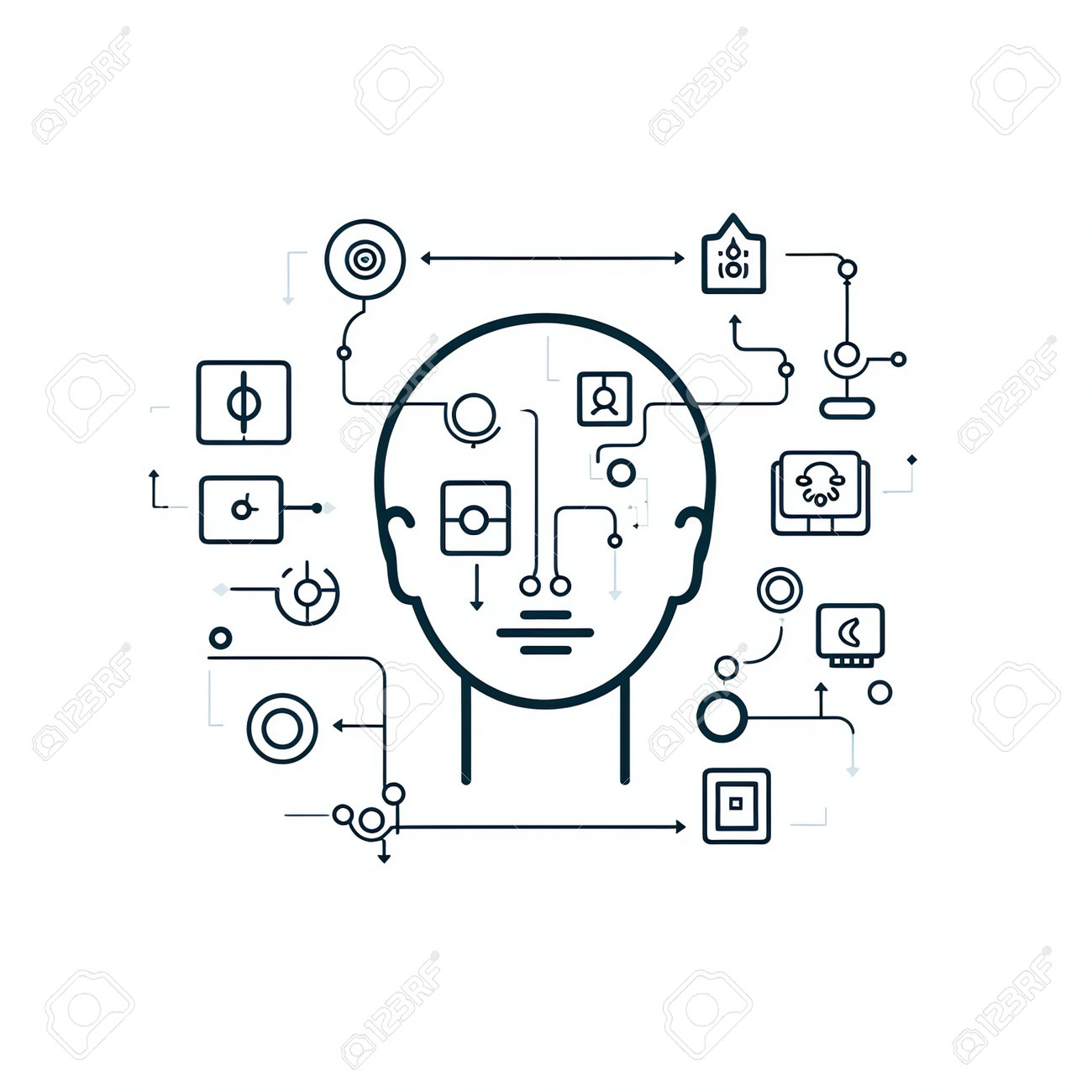 생성적인 Ai 브레인스토밍 라인 아이콘 개념 브레인스토밍 평면 벡터 기호 기호 개요 그림 로열티 무료 사진, 그림, 이미지 그리고  스톡포토그래피. Image 205742359