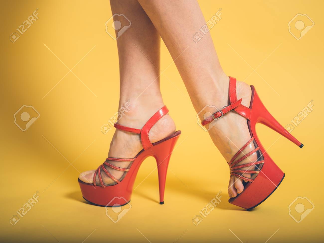 orange stripper heels