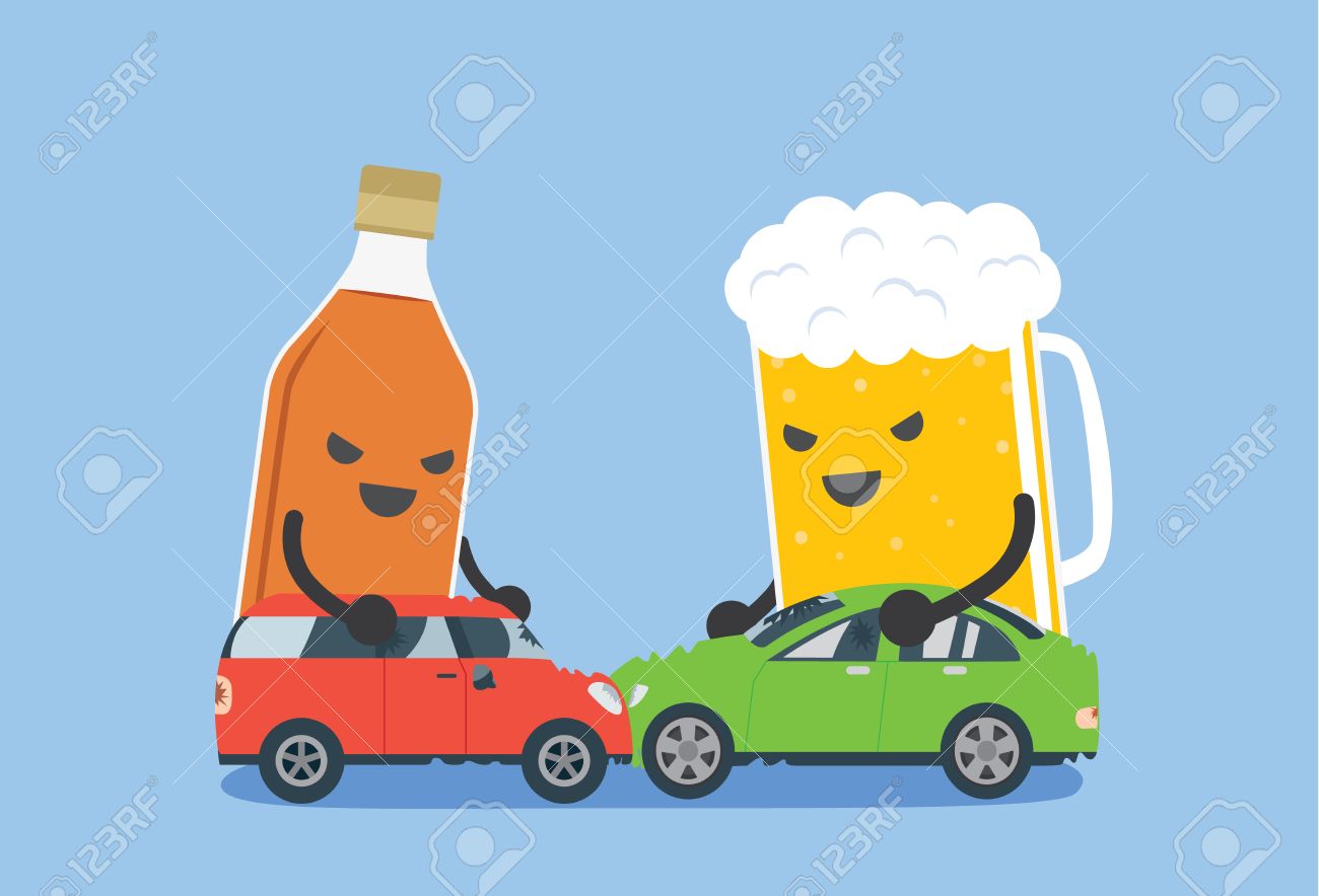 Beer control a car to crash one man die. This illustration meaning