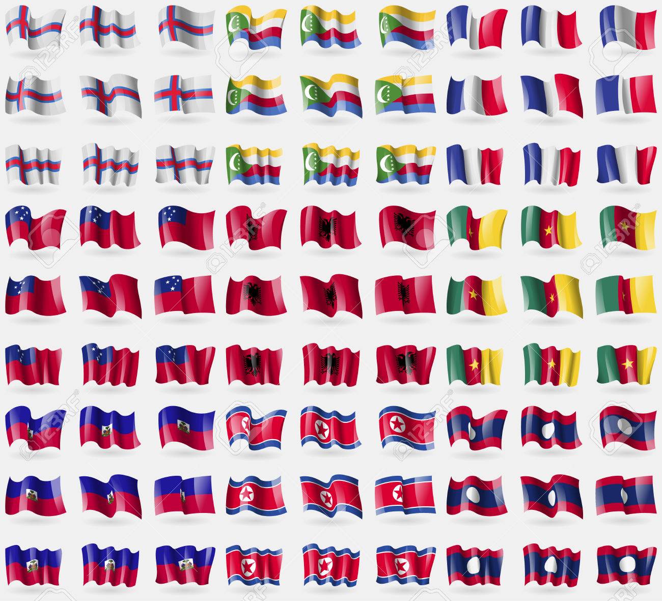 フェロー諸島 コモロ フランス サモア アルバニア カメルーン ハイチ 韓国北朝鮮 ラオス 81 フラグの大きなセット ベクトル図 のイラスト素材 ベクタ Image