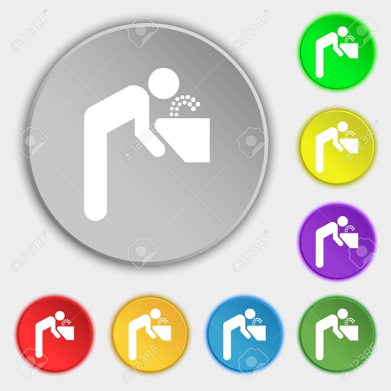 Trinkbrunnen Symbol Zeichen Symbol Auf Funf Flachen Tasten Vektor Illustration Lizenzfrei Nutzbare Vektorgrafiken Clip Arts Illustrationen Image 42342583