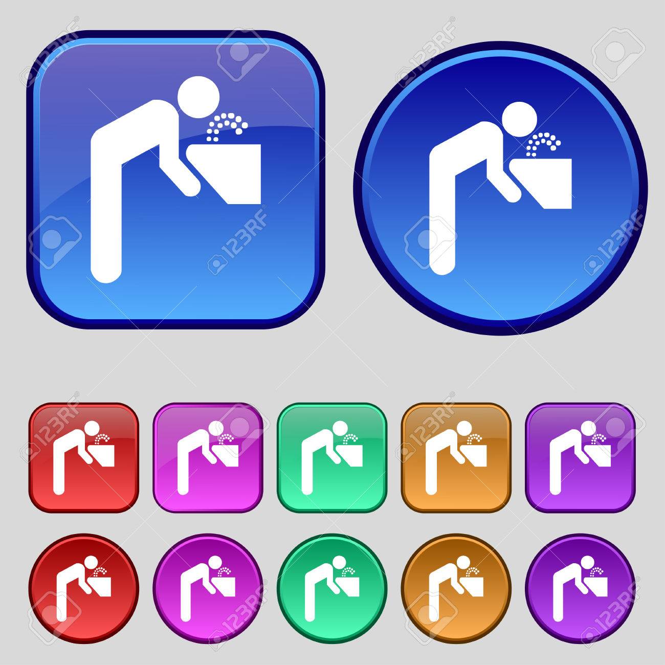 Trinkbrunnen Symbol Zeichen Eine Reihe Von Zwolf Vintage Knopfe Fur Ihr Design Vektor Illustration Lizenzfrei Nutzbare Vektorgrafiken Clip Arts Illustrationen Image 42344820