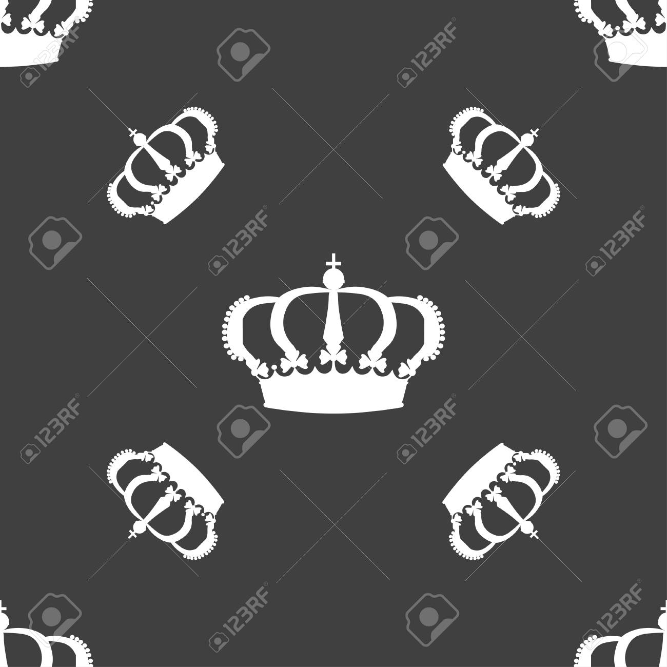 王冠アイコンの記号 灰色の背景にシームレス パターン ベクトル図のイラスト素材 ベクタ Image 王冠アイコンの記号 灰色の背景にシームレス パターン ベクトル図のイラスト素材 ベクタ Image