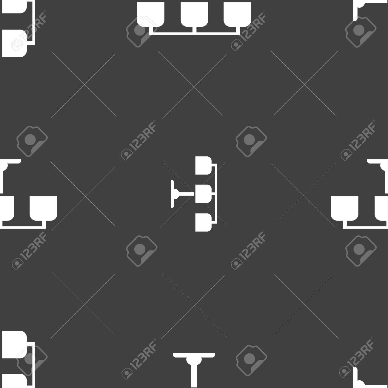 Chandelier Light Lamp Icon Sign. Seamless Pattern On A Gray ... Chandelier Light Lamp Icon Sign. Seamless Pattern On A Gray ...