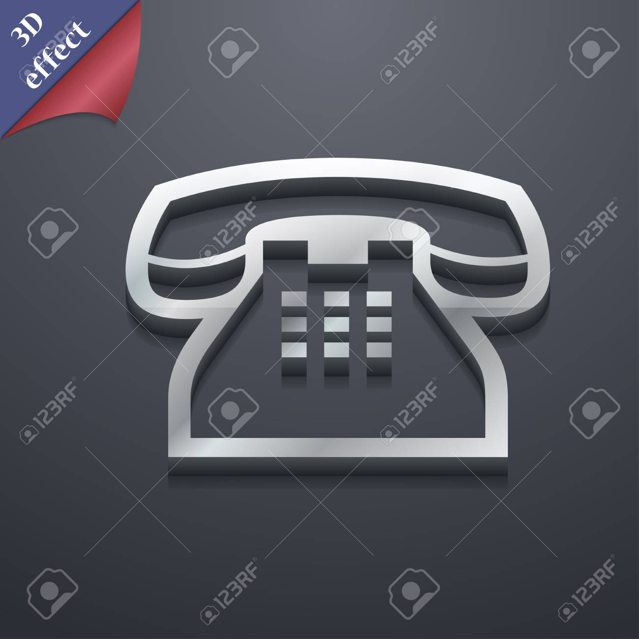 レトロな電話携帯電話アイコンのシンボル 3 D スタイル 本文イラストのためのスペースとトレンディでモダンなデザイン Rastrized コピー の写真素材 画像素材 Image