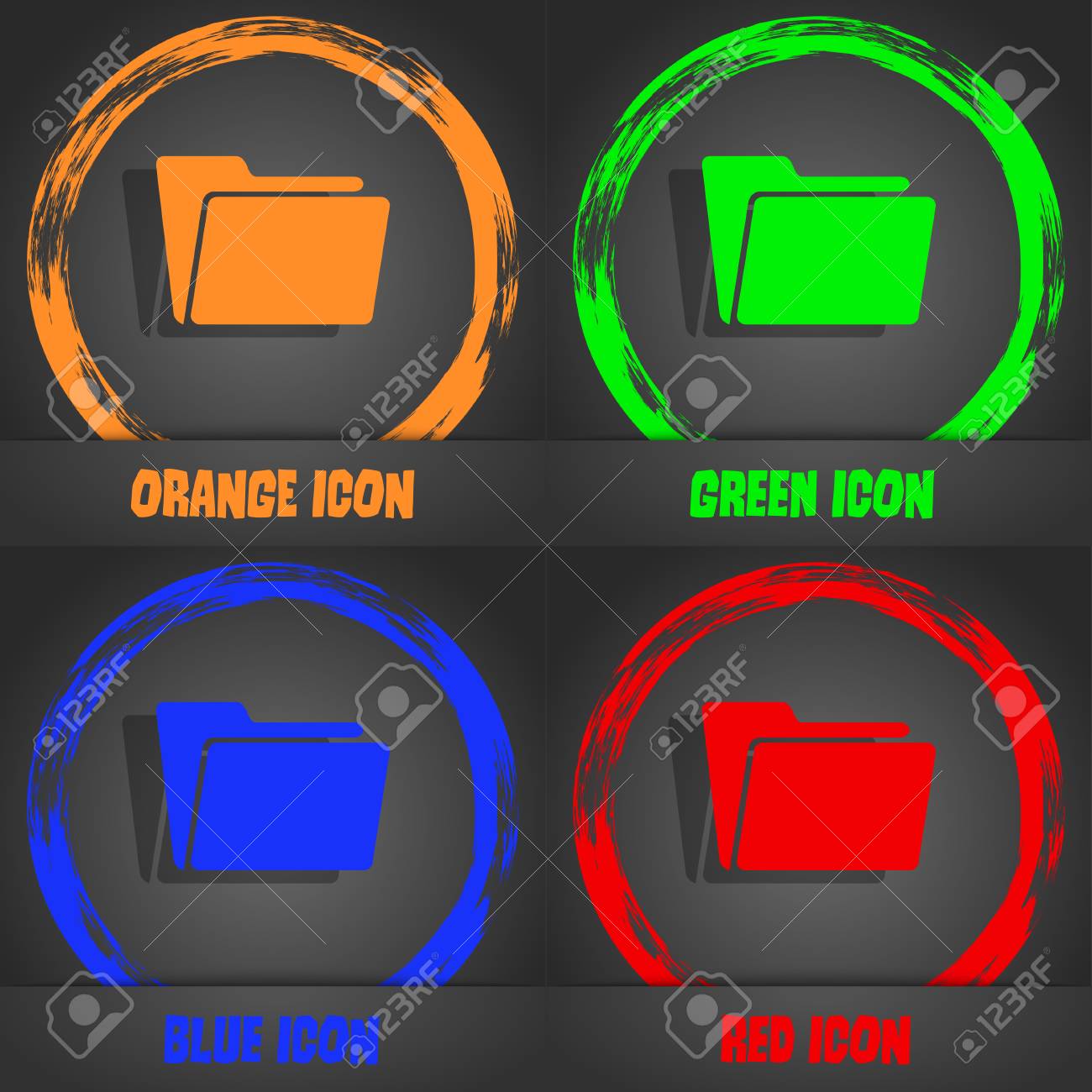 フォルダー アイコン オレンジ 緑 青 赤のデザインでおしゃれなモダンなスタイル の写真素材 画像素材 Image