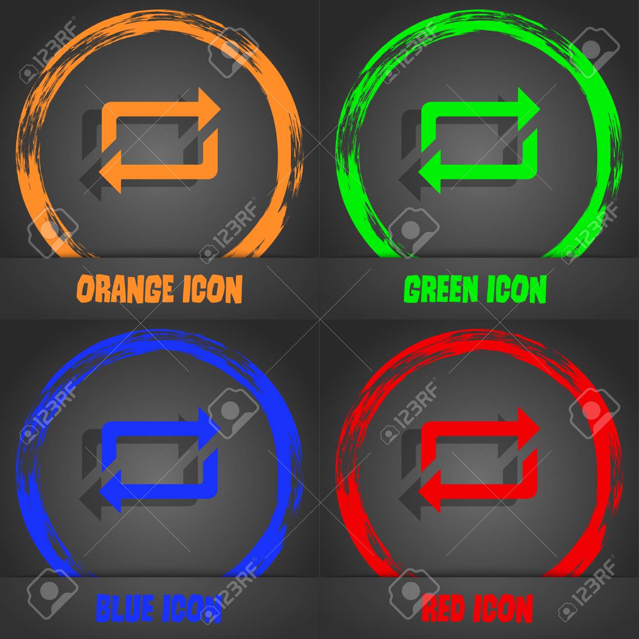 アイコンを繰り返します おしゃれなモダンなスタイル オレンジ 緑 青 赤のデザイン ベクトル図のイラスト素材 ベクタ Image