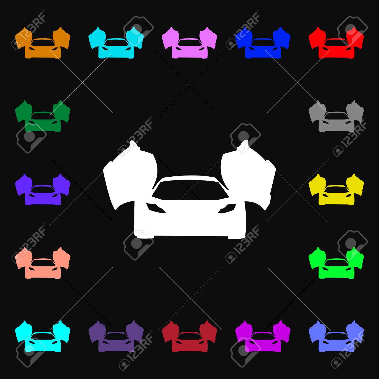 Sports Car Icon Sign Lots Of Colorful Symbols For Your Design