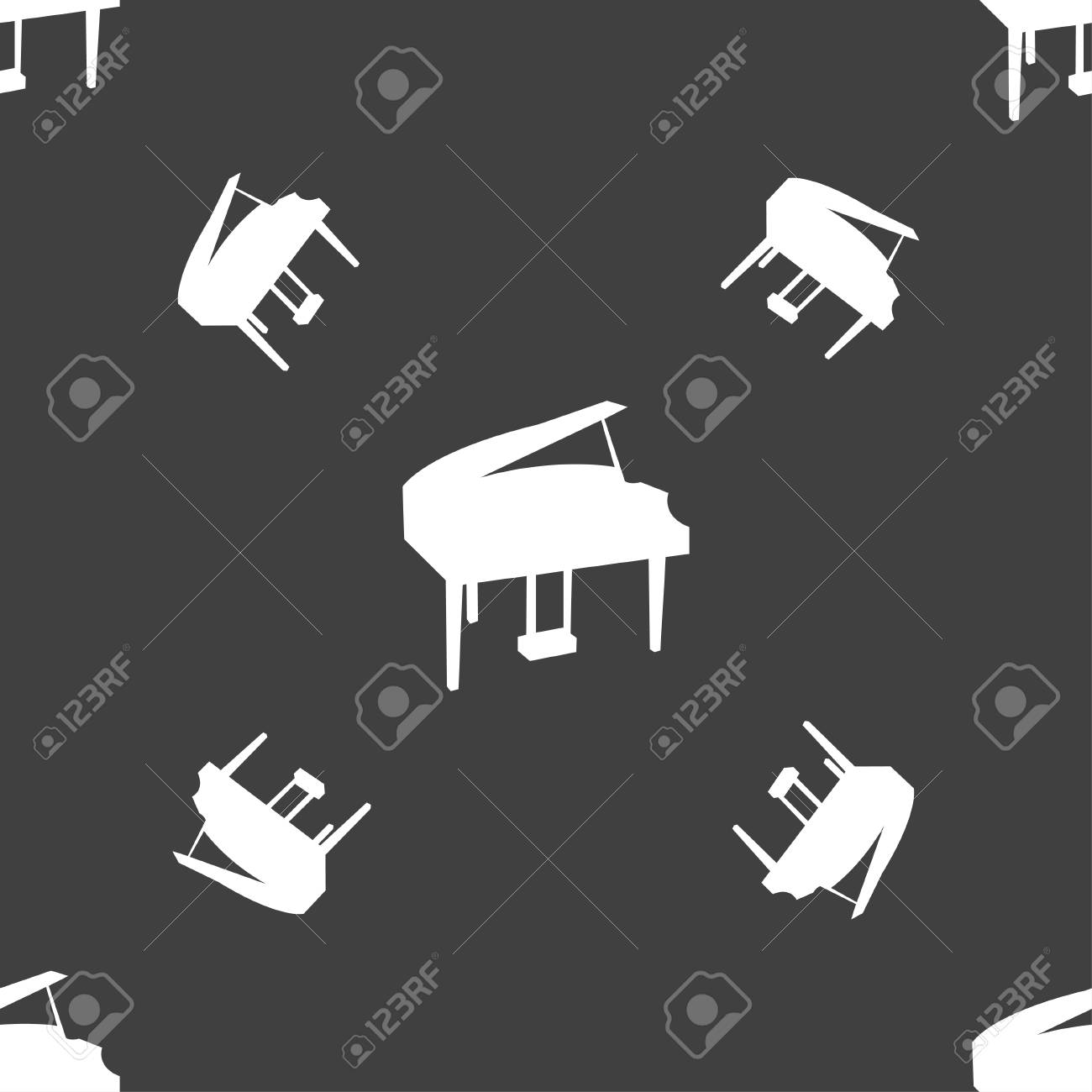 グランド ピアノのアイコンの記号 灰色の背景にシームレス パターン ベクトル図のイラスト素材 ベクタ Image グランド ピアノのアイコンの記号 灰色の背景にシームレス パターン ベクトル図のイラスト素材 ベクタ Image