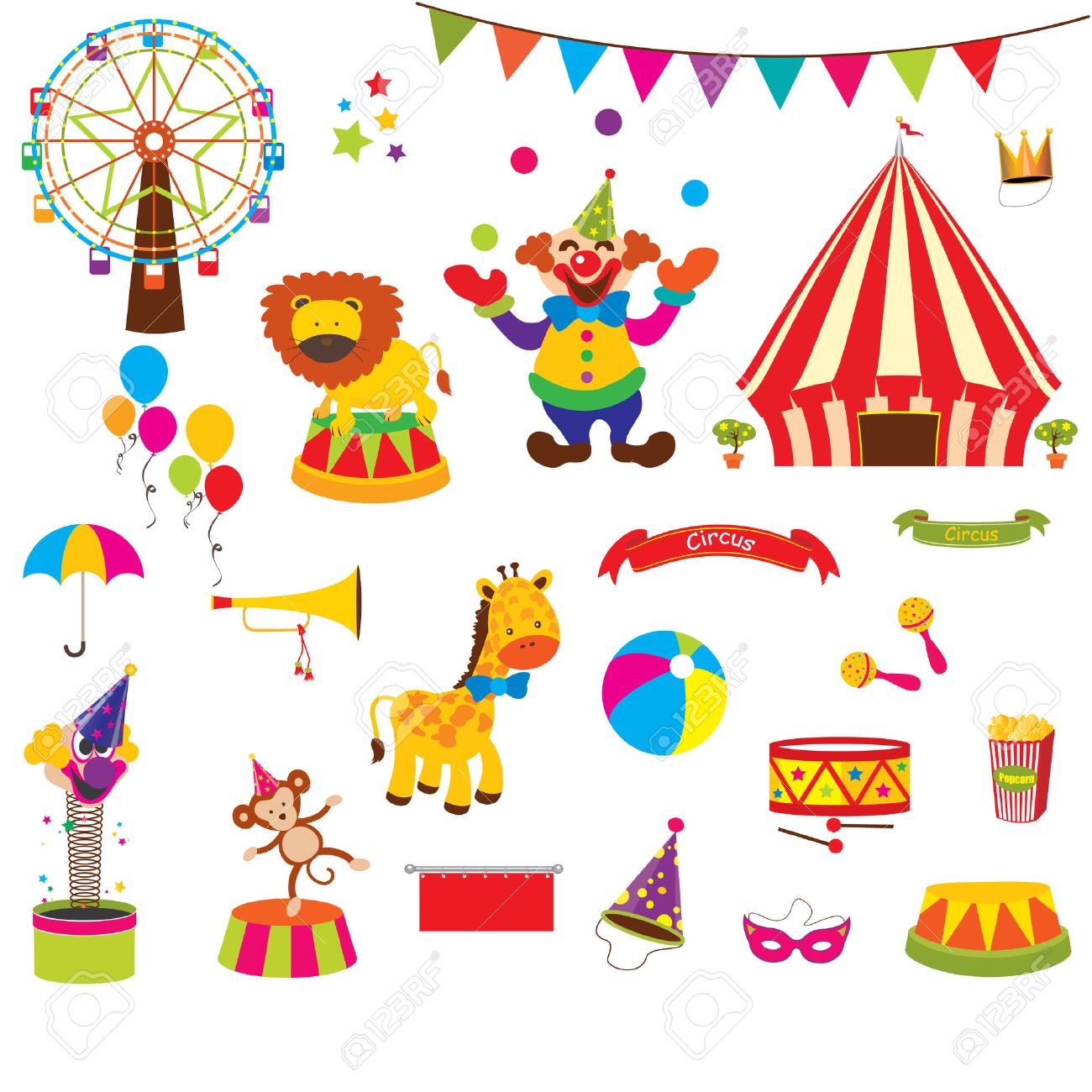 Vector Set Of Cute Circus Royalty Free Svg Cliparts Vectors And Stock Illustration Image