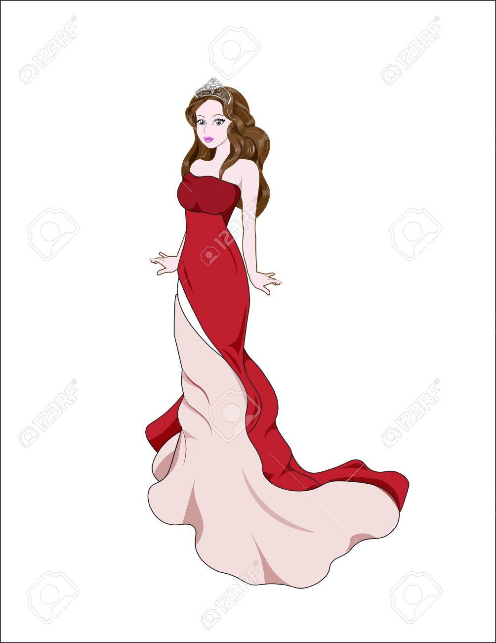 赤いドレスの美しいプリンセスの花嫁 のイラスト素材 ベクタ Image 赤いドレスの美しいプリンセスの花嫁 のイラスト素材 ベクタ Image
