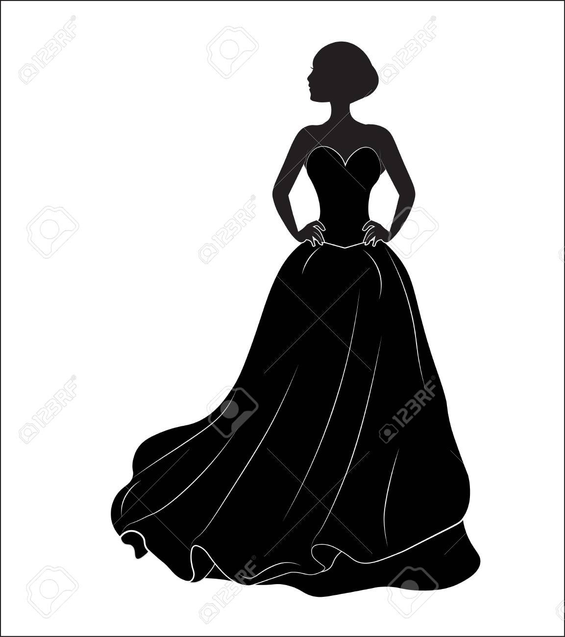 Bride On A Black Wedding Dress A Silhouette Royalty Free Svg Cliparts Vectors And Stock Illustration Image