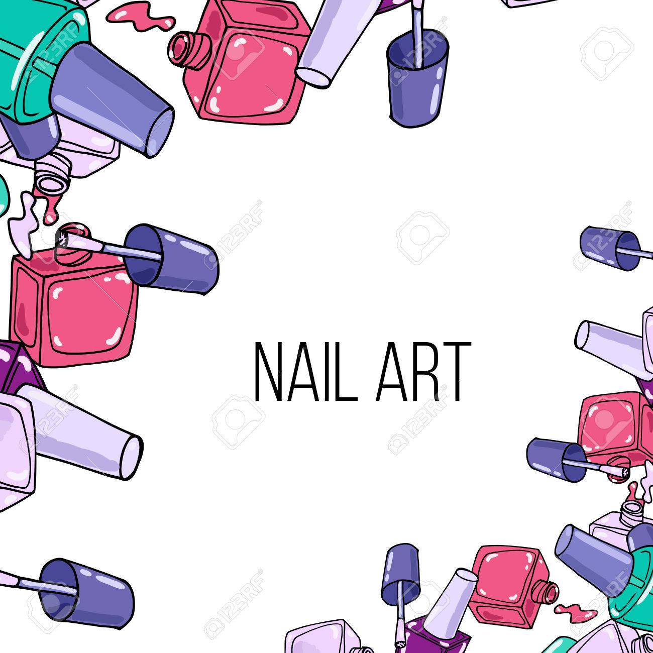 白い背景の上開設ネイル ラッカー ボトル 美容の枠線とテキストのための場所 のイラスト素材 ベクタ Image 白い背景の上開設ネイル ラッカー ボトル 美容の枠線とテキストのための場所 のイラスト素材 ベクタ Image