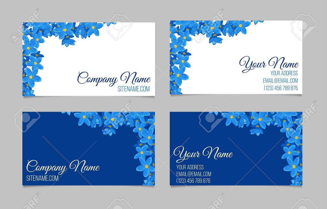 set of two double sided floral business cards with blue forget me business cards double sided