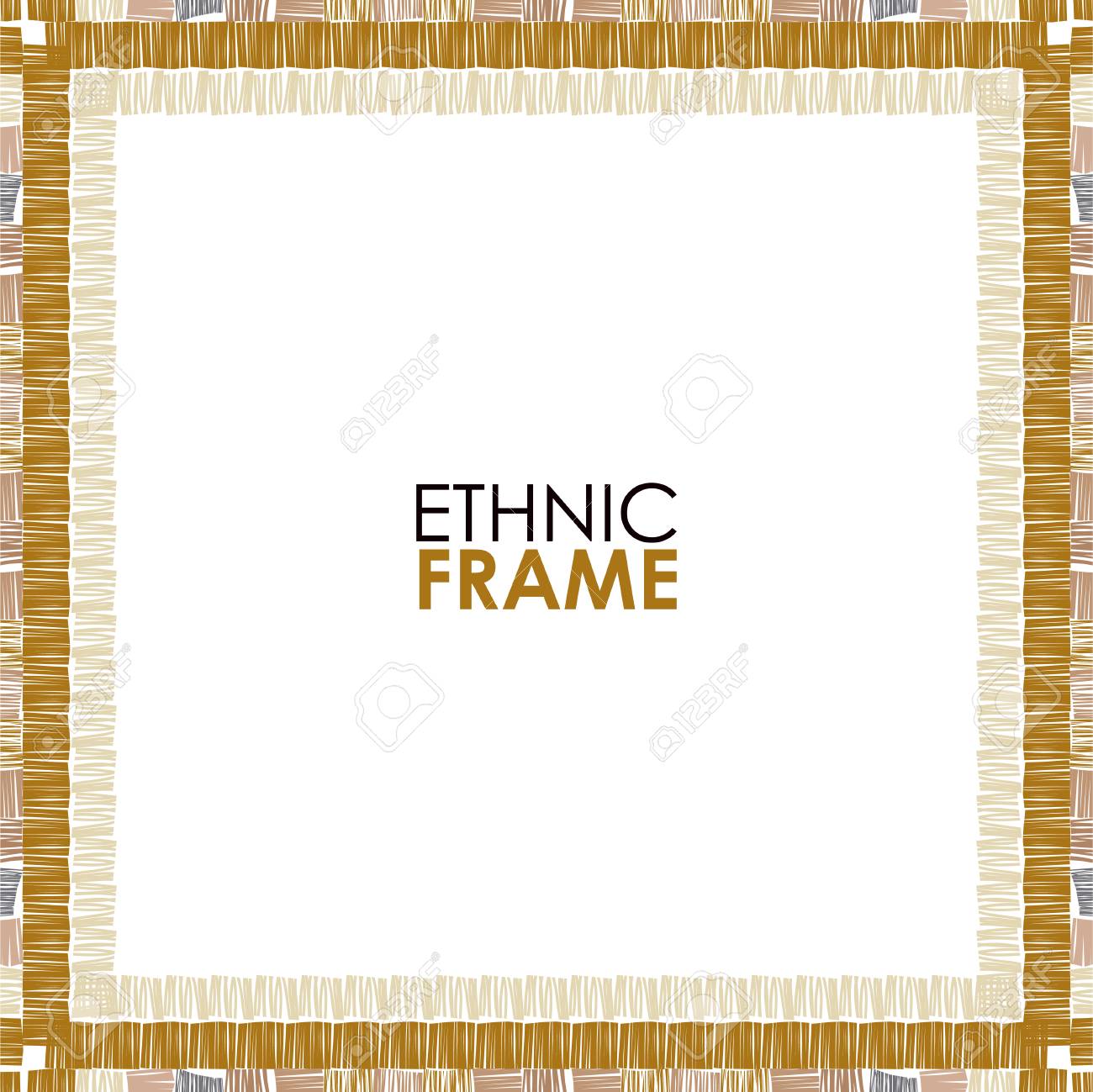 abstract vector ethnic square border tribal striped frame on striped frame