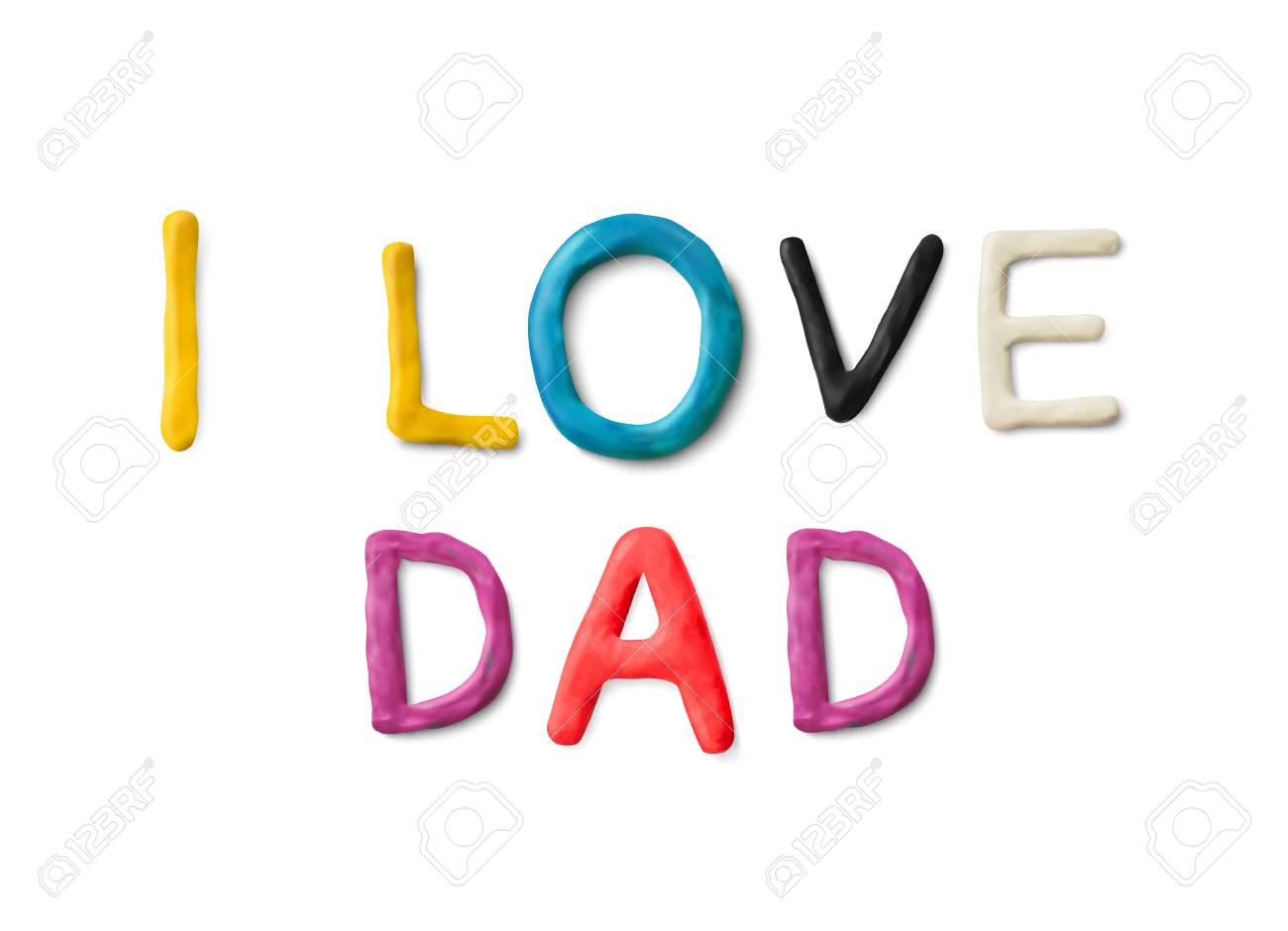 Handmade Modeling Clay Words I Love Dad. Realistic 3d Vector Lettering  Isolated On White Background. Children Cartoon Style. Royalty Free SVG,  Cliparts, Vectors, and Stock Illustration. Image 103680528., image size:1300x940