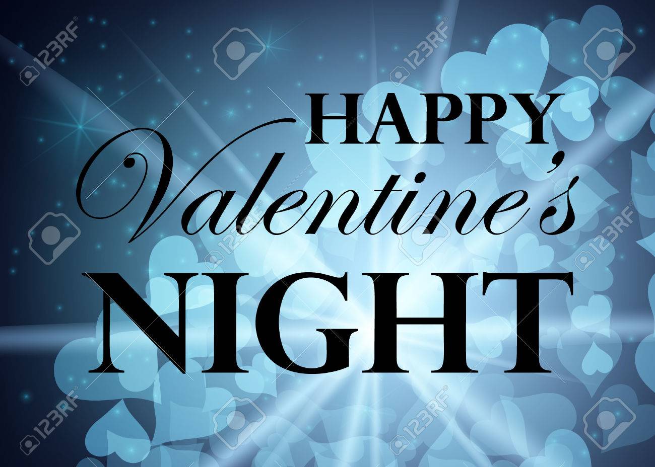 Joyeux Anniversaire De La Saint Valentin Nightsky Avec Des Etoiles Et Des Coeurs Conception De Carte D Invitation Clip Art Libres De Droits Vecteurs Et Illustration Image