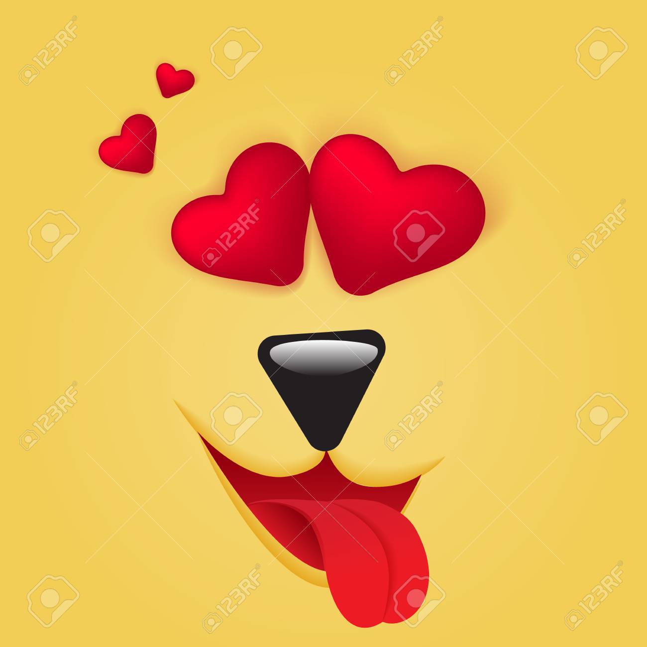 In Der Liebe Nettes Emoticonhundegesichtsabschluss Oben Mit Herzaugen Quadratisches Emoji Lizenzfrei Nutzbare Vektorgrafiken Clip Arts Illustrationen Image 92674602