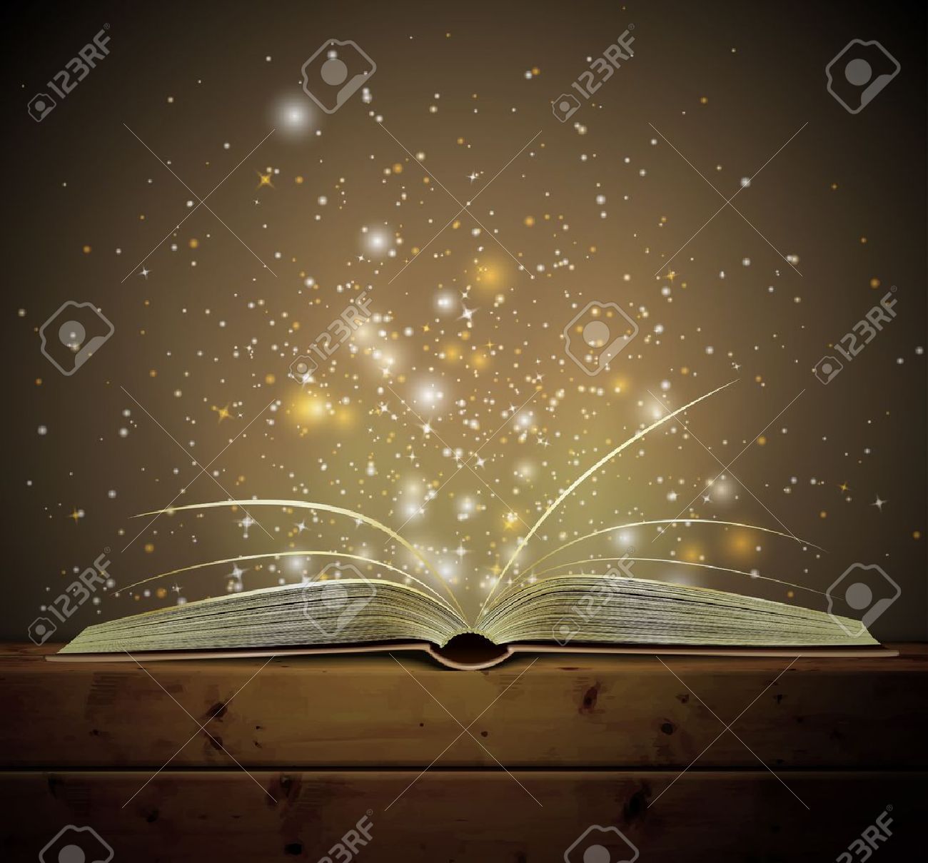 光とオープンの魔法の本 のイラスト素材 ベクタ Image