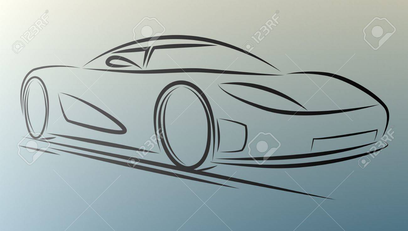 白い背景上の抽象的なスポーツカーのプラモデル線 Eps10のイラスト素材 ベクタ Image