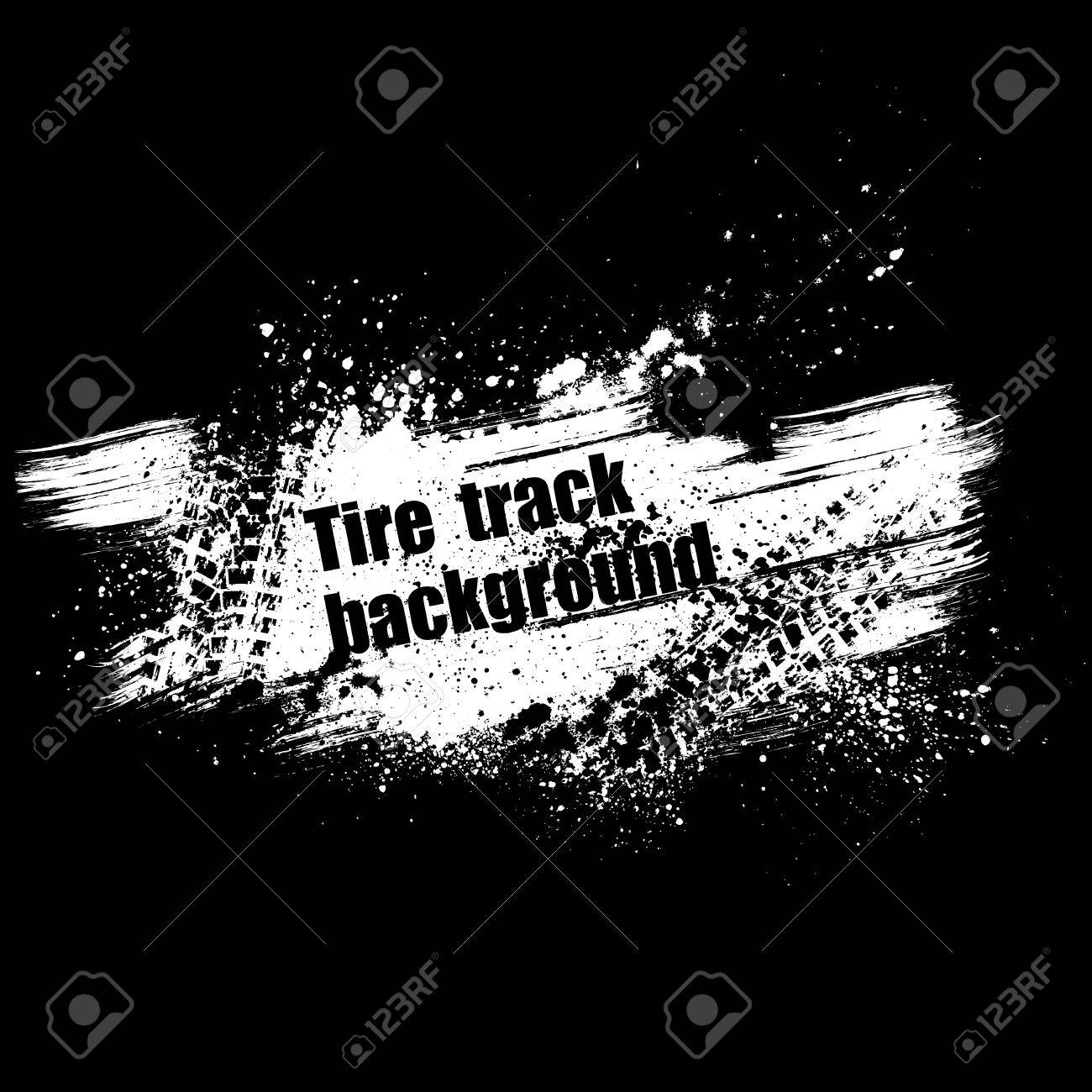 Black background with tire track and grunge splash. - 23979275 Black background with tire track and grunge splash. - 23979275