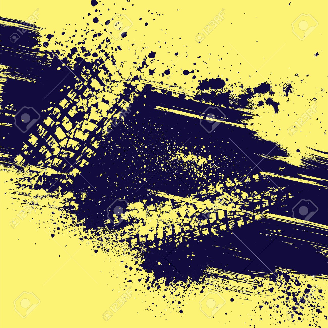 Yellow background with tire track and grunge splash. eps10 - 45501419 Yellow background with tire track and grunge splash. eps10 - 45501419