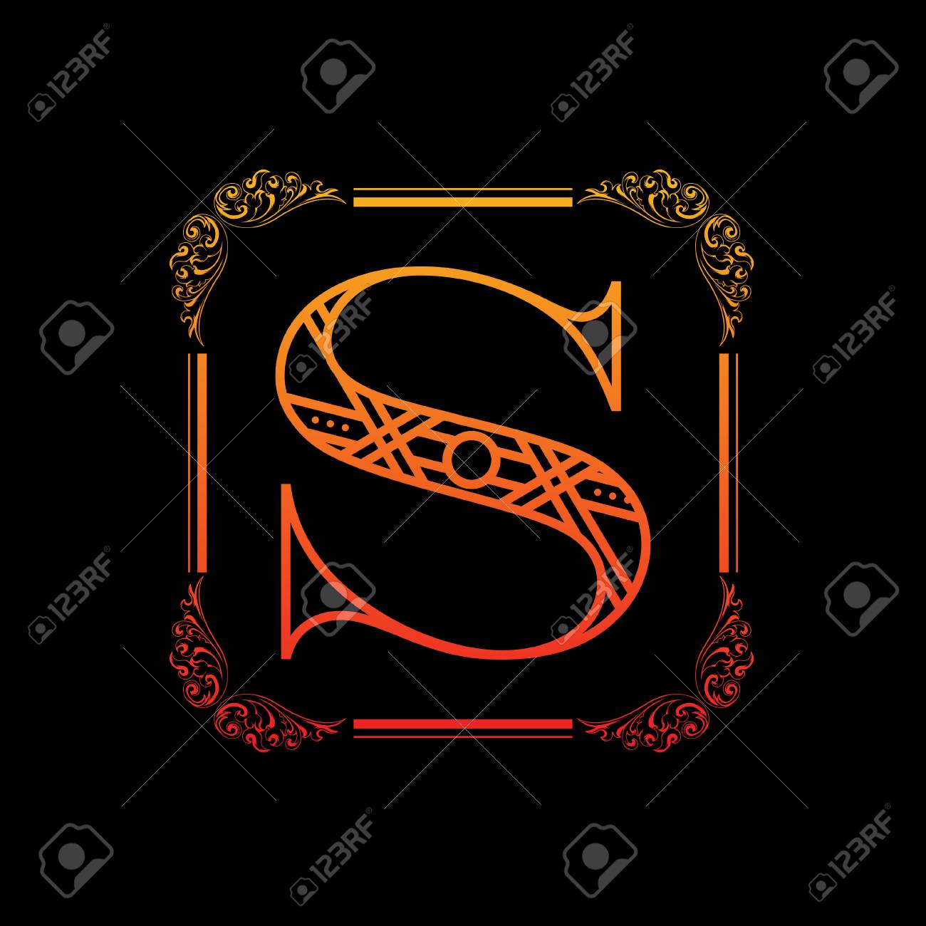 飾りと文字 Sのイラスト素材 ベクタ Image