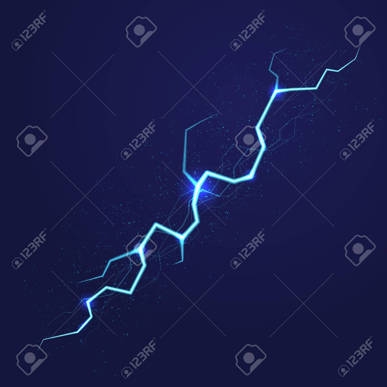 Blue Lightning With Dots Isolated On Dark Blue Background Stock Photo Picture And Royalty Free Image Image