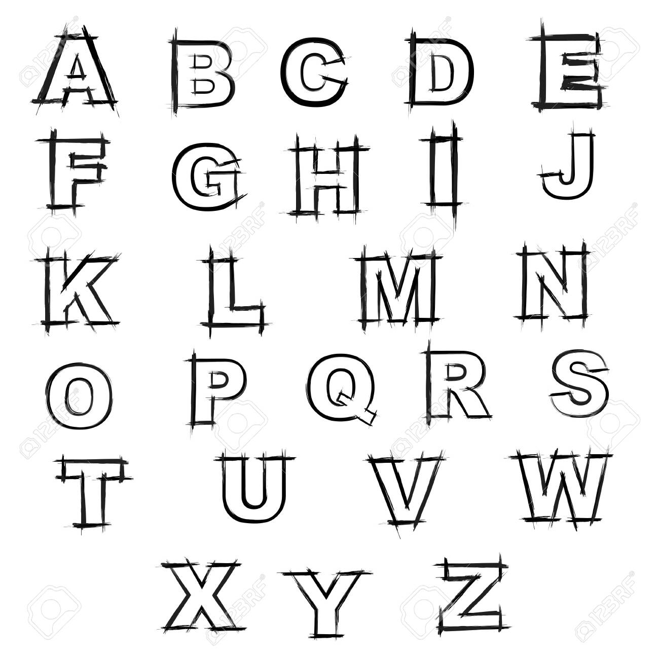 Text Grunge Outline Alphabet Letters Royalty Free Svg, Cliparts, Vectors,  And Stock Illustration. Image 129219566.
